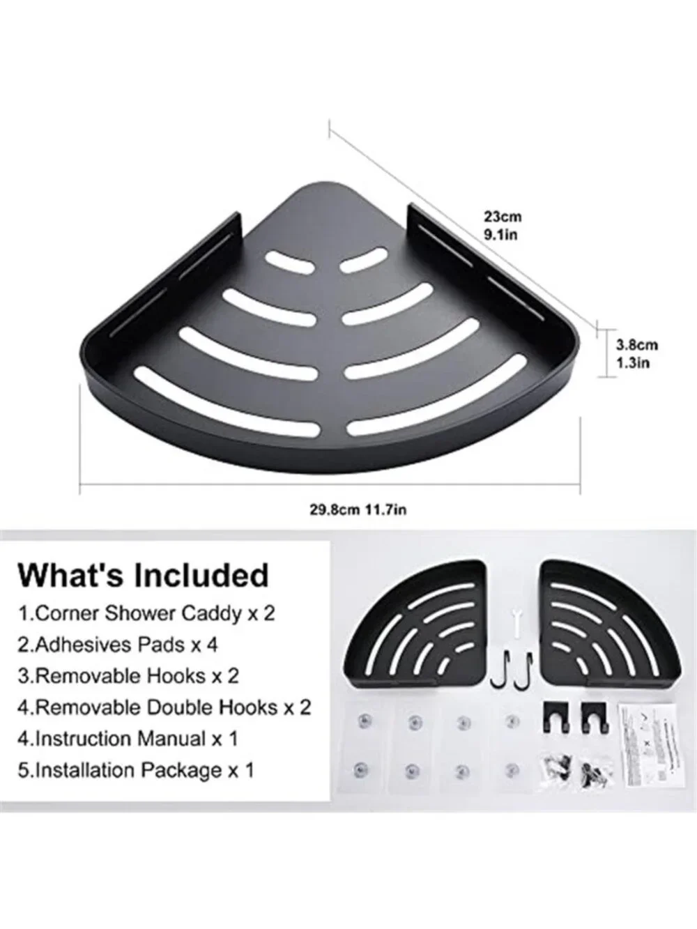 Shower Caddy Corner Shelf Bathroom Organizer Adhesive No Drill Rustproof 2 Pack